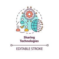 Sharing technologies concept icon. Innovation and information spread. Transfer knowledge abstract idea thin line illustration. Vector isolated outline color drawing. Editable stroke