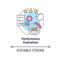 Performance evaluation concept icon. Employee working result measurement. Staff productivity appraisal abstract idea thin line illustration. Vector isolated outline color drawing. Editable stroke