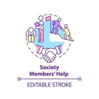 Society members help concept icon. Social entrepreneurship benefits abstract idea thin line illustration. Supporting group of people. Vector isolated outline color drawing. Editable stroke