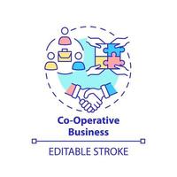 Co operative business concept icon. Social entrepreneurship type abstract idea thin line illustration. Co ops members own and run company. Vector isolated outline color drawing. Editable stroke