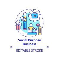 Social purpose business concept icon. Societal entrepreneurship type abstract idea thin line illustration. Mission funding and financing. Vector isolated outline color drawing. Editable stroke