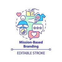 Mission based branding concept icon. Social entrepreneurship abstract idea thin line illustration. Business values and principles. Vector isolated outline color drawing. Editable stroke