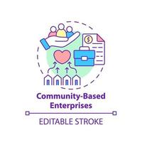 Community based enterprises concept icon. Social entrepreneurship abstract idea thin line illustration. Focused on social issues solutions. Vector isolated outline color drawing. Editable stroke