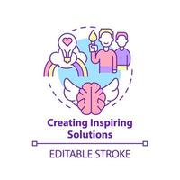 Creating inspiring solutions concept icon. Social entrepreneurship abstract idea thin line illustration. Motivation and incentive to change. Vector isolated outline color drawing. Editable stroke