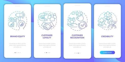 Branding benefits gradient onboarding mobile app page screen. Planning business walkthrough 4 steps graphic instructions with concepts. UI, UX, GUI vector template with linear color illustrations