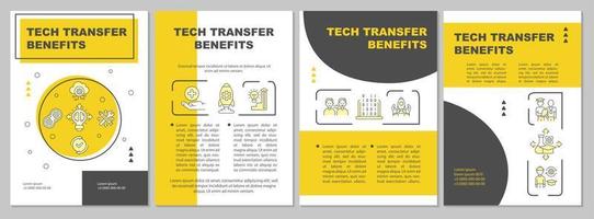 Tech transfer advantages brochure template. Innovation spread. Flyer, booklet, leaflet print, cover design with linear icons. Vector layouts for presentation, annual reports, advertisement pages