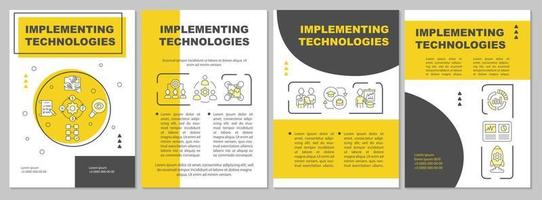 Integrating technologies brochure template. Execute innovative plan. Flyer, booklet, leaflet print, cover design with linear icons. Vector layouts for presentation, annual reports, advertisement pages