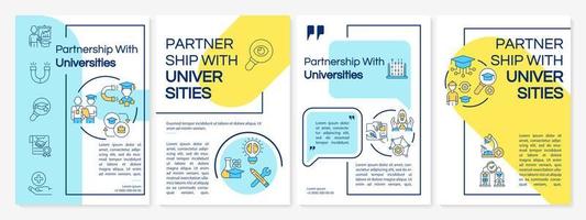 Collaboration with universities brochure template. Recruit students. Flyer, booklet, leaflet print, cover design with linear icons. Vector layouts for presentation, annual reports, advertisement pages