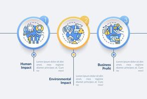 Social business success measurement vector infographic template. Presentation outline design elements. Data visualization with 3 steps. Process timeline info chart. Workflow layout with line icons