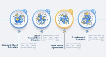 plantilla de infografía vectorial de enfoque de emprendimiento social. elementos de diseño de esquema de presentación. visualización de datos con 4 pasos. gráfico de información de la línea de tiempo del proceso. diseño de flujo de trabajo con iconos de línea vector