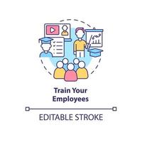 Train your employees concept icon. Staff education. Skill and knowledge increase. Work performance improve abstract idea thin line illustration. Vector isolated outline color drawing. Editable stroke