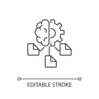 Machine learning linear icon. Computer algorithms. Artificial intelligence application. Thin line customizable illustration. Contour symbol. Vector isolated outline drawing. Editable stroke