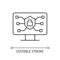 Online safety linear icon. Securing internet connection. Protecting wireless network. Thin line customizable illustration. Contour symbol. Vector isolated outline drawing. Editable stroke