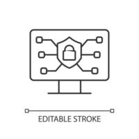 icono lineal de seguridad en línea. asegurar la conexión a Internet. proteger la red inalámbrica. ilustración personalizable de línea delgada. símbolo de contorno dibujo de contorno aislado vectorial. trazo editable vector