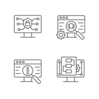 uso del conjunto de iconos lineales de tecnologías digitales. mantenerse seguro en línea. pruebas de software. promoción del producto. símbolos de contorno de línea fina personalizables. ilustraciones aisladas de contorno vectorial. trazo editable vector