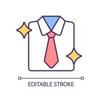 Spotless shirt RGB color icon. Clean and perfect wear. Formal style for office. Businessman outfit. Classic attire. Clothes for interview. Isolated vector illustration. Simple filled line drawing