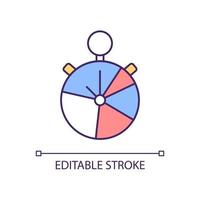 Stopwatch RGB color icon. Timer. Time management. Press to start. Precise measurement. Accurate to seconds. Interval countdown. Isolated vector illustration. Simple filled line drawing