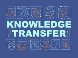 Knowledge sharing word concepts banner. Personal experience dissemination. Infographics with linear icons on blue background. Isolated creative typography. Vector outline color illustration with text