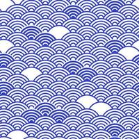 Japanese wave seamless pattern background with random different abstract waves decorations vector