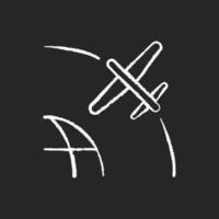 Drone Satellite chalk white icon on dark background. Rotation of drone satelite in geostationary orbit. Modern technologies development. Isolated vector chalkboard illustration on black