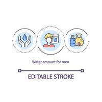 Water amount for men concept icon. Sufficient daily intake of water. Liquid balance. Hydration abstract idea thin line illustration. Vector isolated outline color drawing. Editable stroke