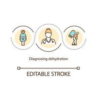 Diagnosing dehydration concept icon. Doctor appointment. Blood and urine tests. Body water loss symptom abstract idea thin line illustration. Vector isolated outline color drawing. Editable stroke