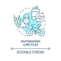 Ecologically friendly vehicles concept icon. Alternative, eco-friendly ways to get around city streets abstract idea thin line illustration. Vector isolated outline color drawing. Editable stroke