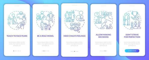 Bringing up tips blue gradient onboarding mobile app page screen. Mental health walkthrough 5 steps graphic instructions with concepts. UI, UX, GUI vector template with linear color illustrations