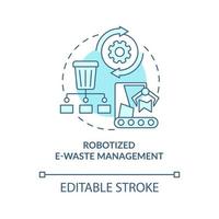 Robotized e-waste management process concept icon. Care of nature. Innovations to reduce waste abstract idea thin line illustration. Vector isolated outline color drawing. Editable stroke