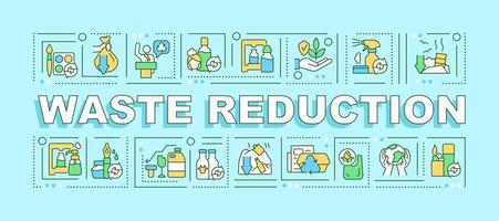 Waste reduction word concepts banner. Nature protection. Waste upcycle. Infographics with linear icons on blue background. Isolated creative typography. Vector outline color illustration with text