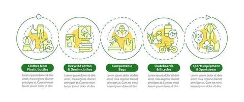 Upcycled materials vector infographic template. Waste recycling presentation outline design elements. Data visualization with 5 steps. Process timeline info chart. Workflow layout with line icons