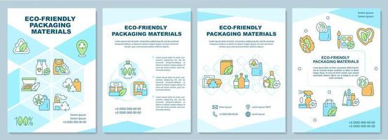 Eco-friendly packaging materials brochure template. Flyer, booklet, leaflet print, cover design with linear icons. Vector layouts for presentation, annual reports, advertisement pages