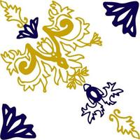 Blue and yellow azulejos tile vector