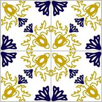 Blue and yellow azulejos tile vector