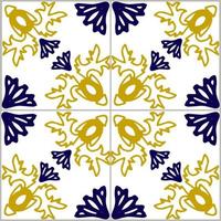 Blue and yellow azulejos tile vector