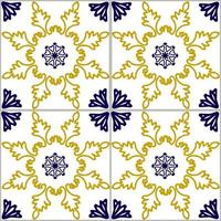 Blue and yellow azulejos tile vector