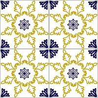 Blue and yellow azulejos tile vector