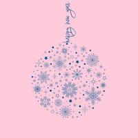 Christmas ball of blue snowflakes inside on a pink background with the inscription instead of a rope vector