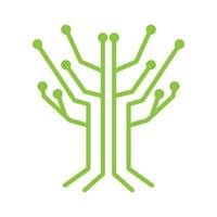tree with lines tech connect logo vector symbol icon illustration design