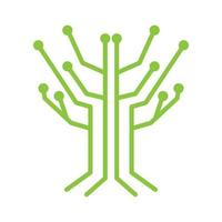 tree with lines tech connect logo vector symbol icon illustration design