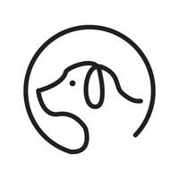 lines art head dog on circle unique logo design vector icon symbol illustration