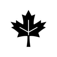 Maple leaf black glyph icon. Common used symbol of Canada. Historic sign. Central element of canadian national flag. Silhouette symbol on white space. Vector isolated illustration