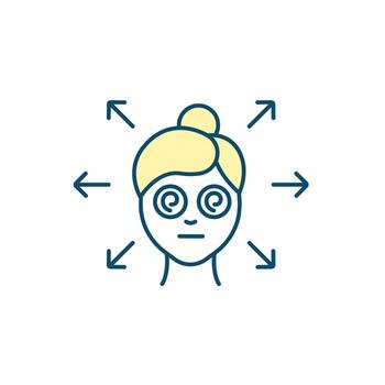 Difficulty concentrating RGB color icon. Emotional distress. Unable to focus on multiple things. Hyperactivity disorder. Cognitive problems. Isolated vector illustration. Simple filled line drawing