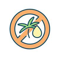 Avoid palm tree oil RGB color icon. Reducing food preservatives intake. Minimizing processed foods. Excessive consumption risk. Isolated vector illustration. Simple filled line drawing
