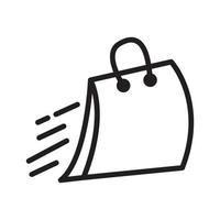 bolsa de compras de líneas con diseño de ilustración de icono de símbolo de vector de logotipo rápido