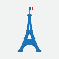 Eiffel Tower modern flat with flag of french logo design vector