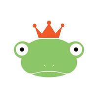 cute head frog amphibians with crown king icon logo design vector