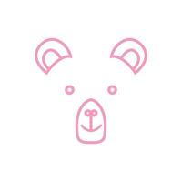 cute bear face head line pink logo design vector