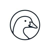 línea de ganso o pato en diseño de logotipo circular vector