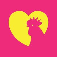 love with rooster shape logo design vector icon symbol illustration